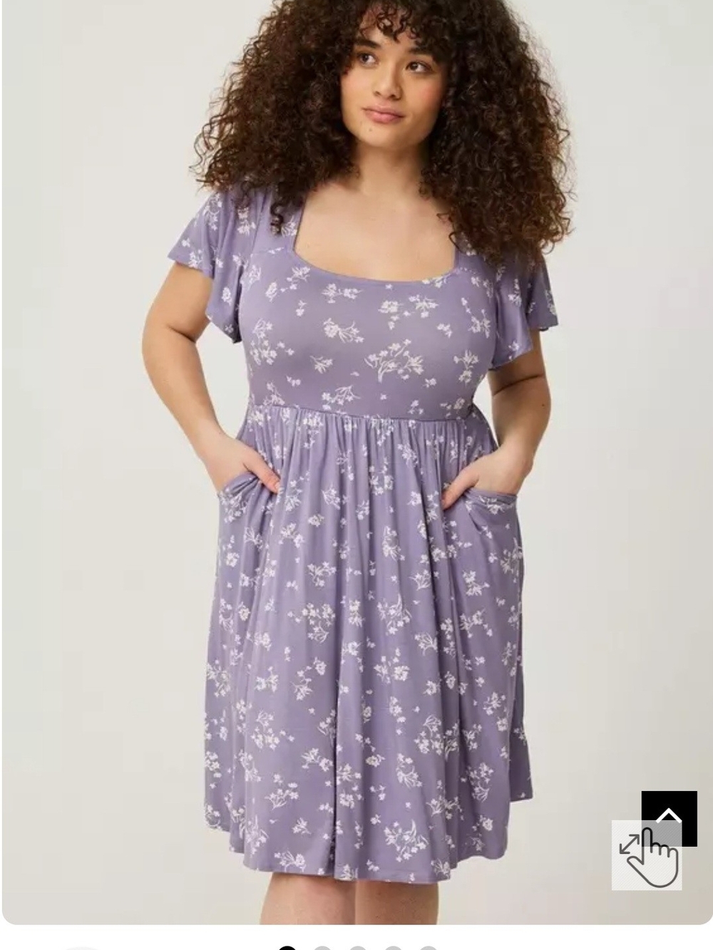 Torrid Lavender Floral Square-Neck Flutter-Sleeve Midi Dress - Picture 2 of 12